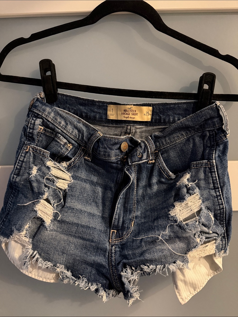 Hollister Ripped Dark Blue Denim Cutoff Shorts
